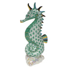 Hand-painted Herend Sea Horse Figurine in Green fishnet porcelain on a white background