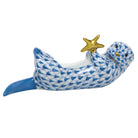 Sea Otter with Starfish Figurine in hand-painted Blue porcelain by Herend of Hungary