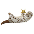 Hand-painted Herend Sea Otter with Starfish Figurine in Chocolate fishnet porcelain on a white background