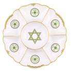 Hand-painted Herend Seder Plate Judaica in Green fishnet porcelain on a white background
