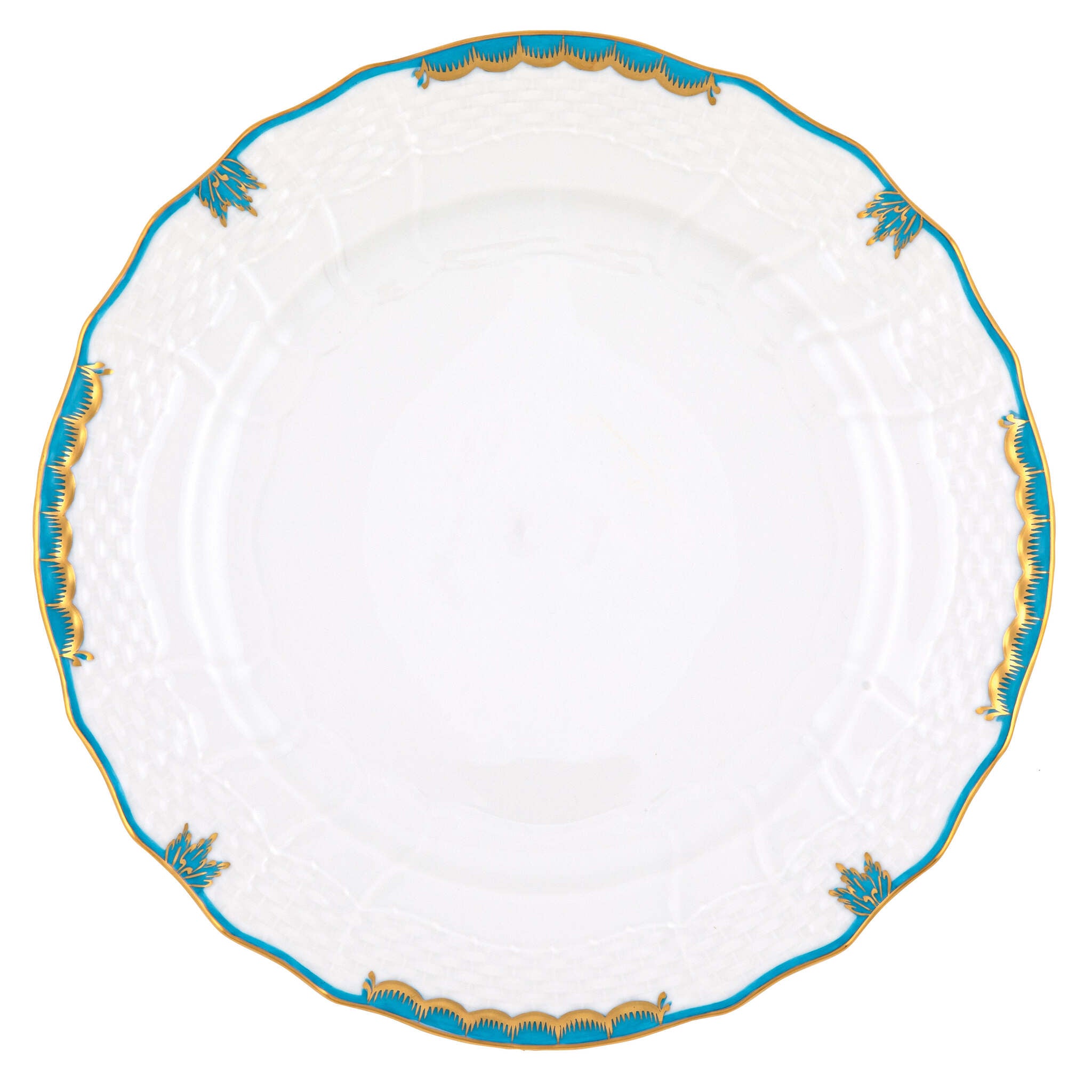 Hand-painted Herend Service Plate in fine porcelain, 11in D, on a white background