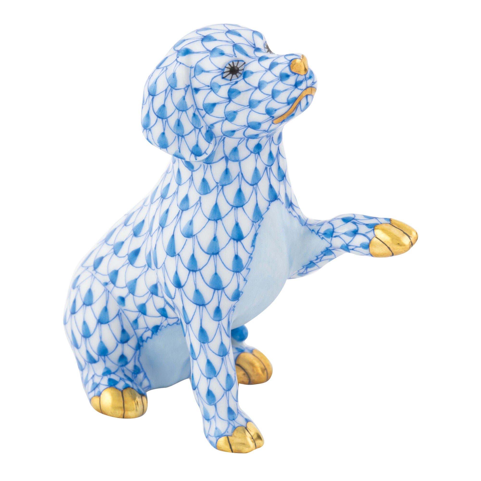 Shaking Hands Figurine in hand-painted Blue porcelain by Herend of Hungary