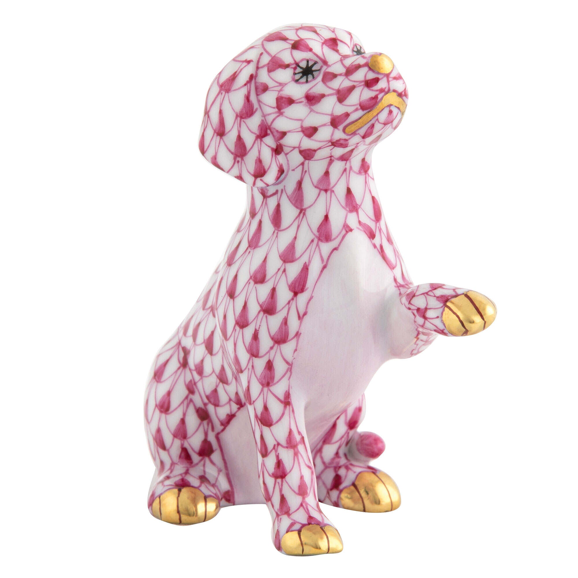 Herend Shaking Hands Figurine porcelain figurine painted in the Raspberry fishnet pattern