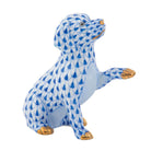 Hand-painted Herend Shaking Hands Figurine in Sapphire fishnet porcelain on a white background