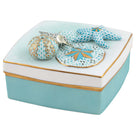 Hand-painted Herend Shell Box Figurine in fine porcelain, 6.75in L X 6.75in W X 4in H, on a white background