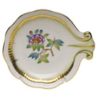 Hand-painted Herend Shell Dish Decorative Plate in fine porcelain, 4in D, on a white background