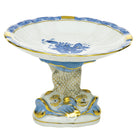 Shell with Dolphin Stand Candy Dish in hand-painted Blue porcelain by Herend of Hungary