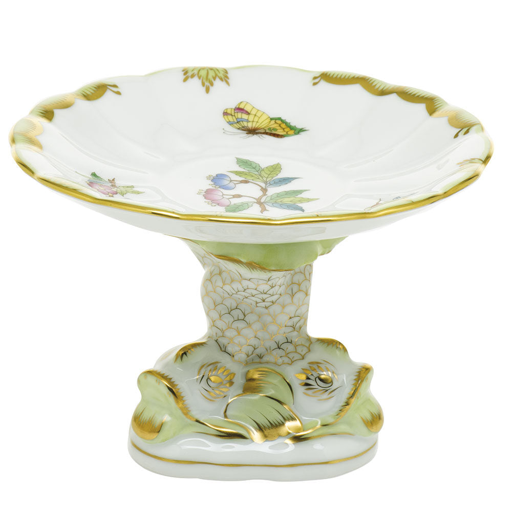 Multicolor fishnet Shell with Dolphin Stand Candy Dish figurine, hand-painted Herend porcelain with 24k gold accents