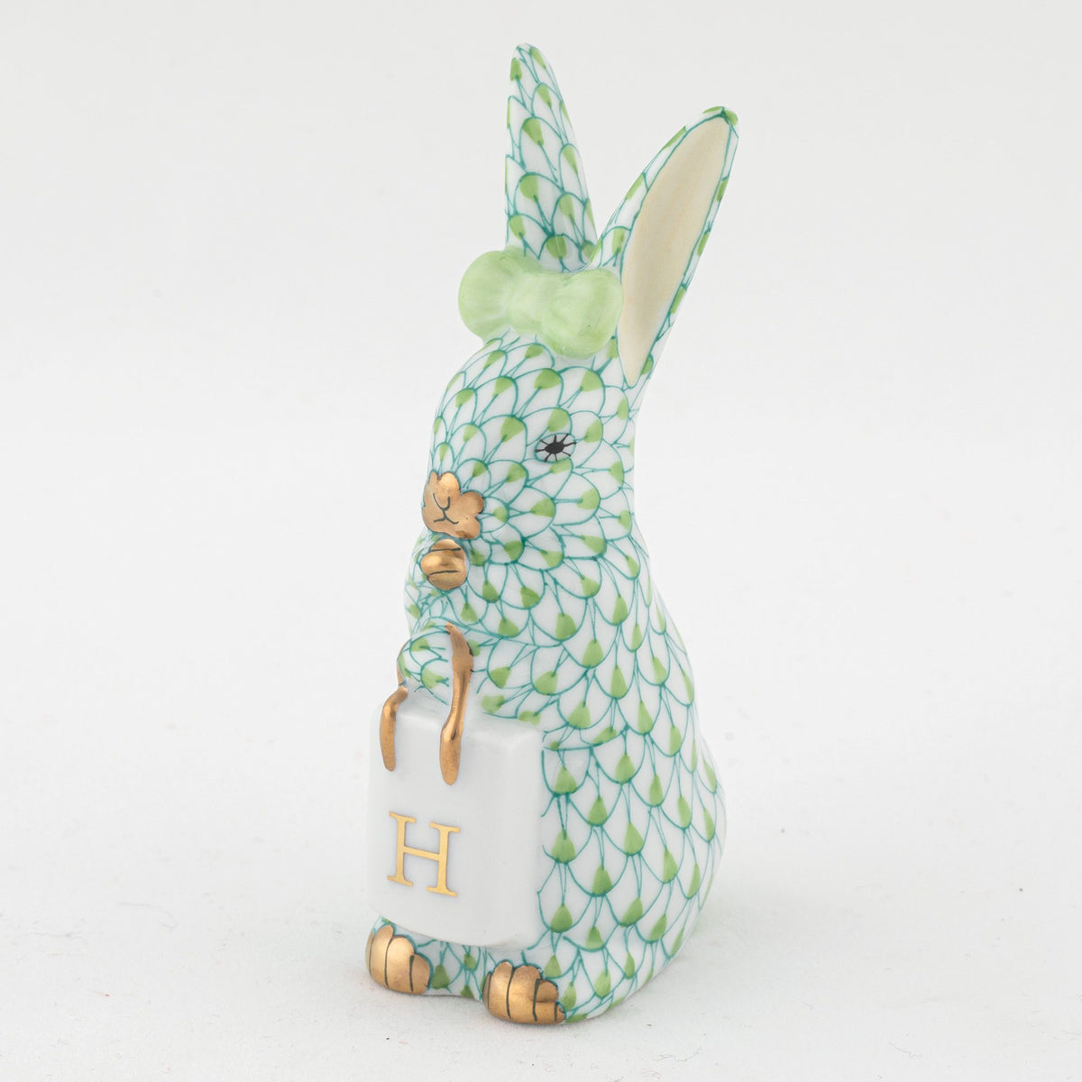 Herend Shopping Bunny Figurine – Key Lime, alternate view