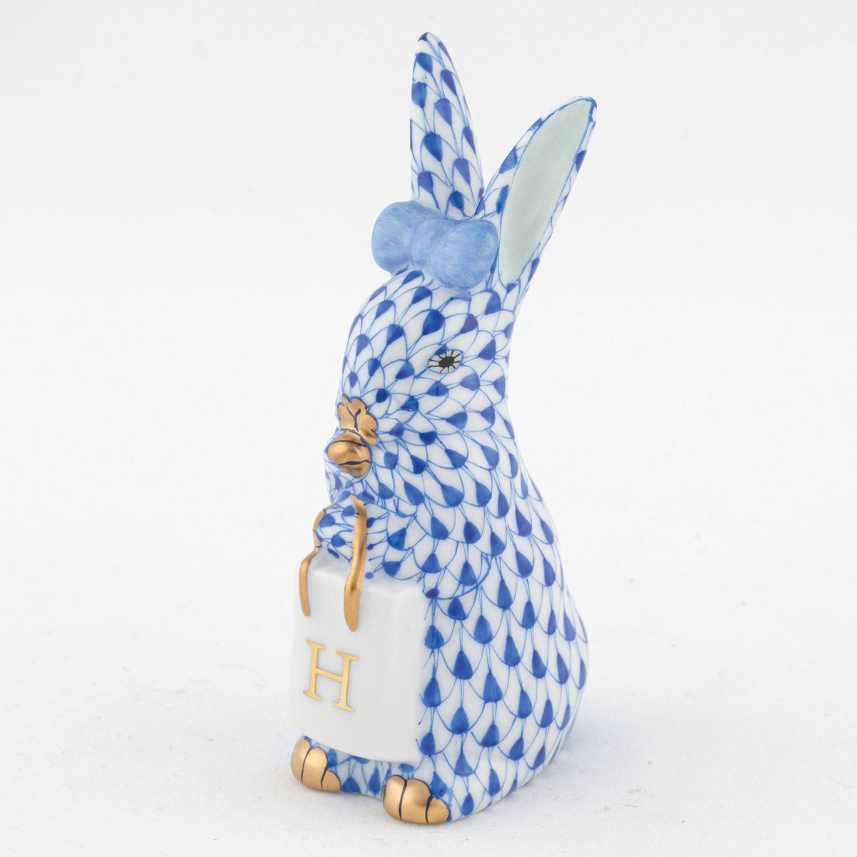 Herend Shopping Bunny Figurine – Sapphire, alternate view