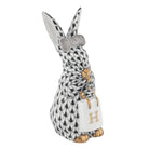 Shopping Bunny Figurine in hand-painted Black porcelain by Herend of Hungary