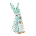 Green fishnet Shopping Bunny Figurine figurine, hand-painted Herend porcelain with 24k gold accents