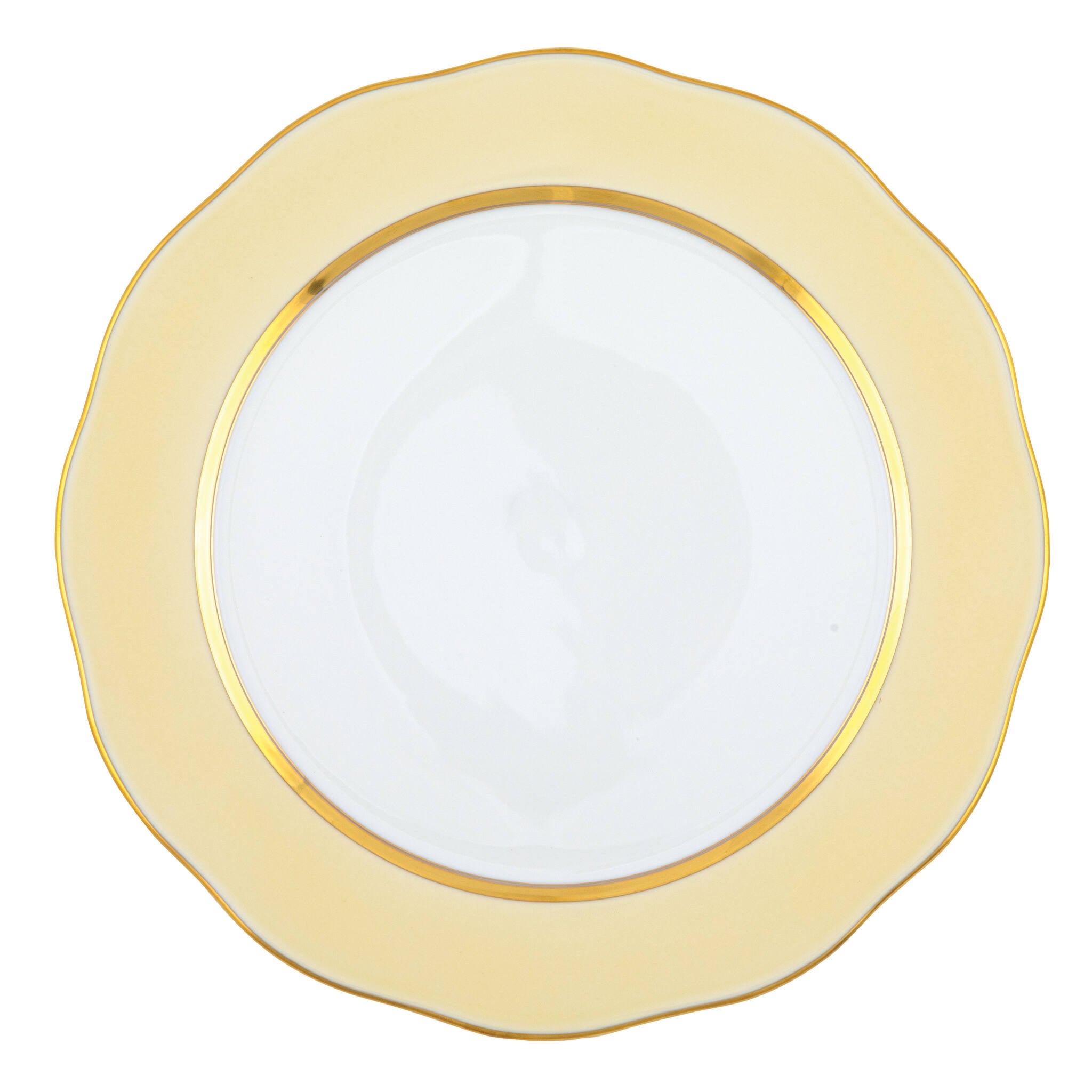 Hand-painted Herend Silk Ribbon - Beige Charger Charger & Service Plate in fine porcelain, 12in D, on a white background