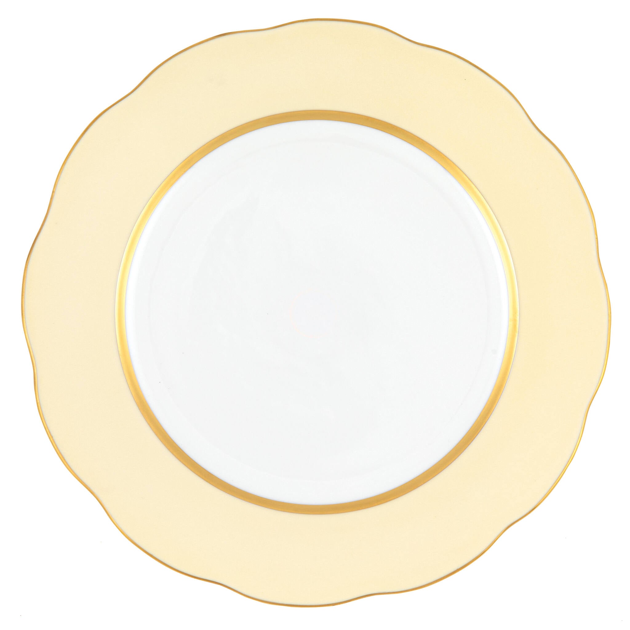 Hand-painted Herend Silk Ribbon - Beige Service Plate in fine porcelain, 11in D, on a white background
