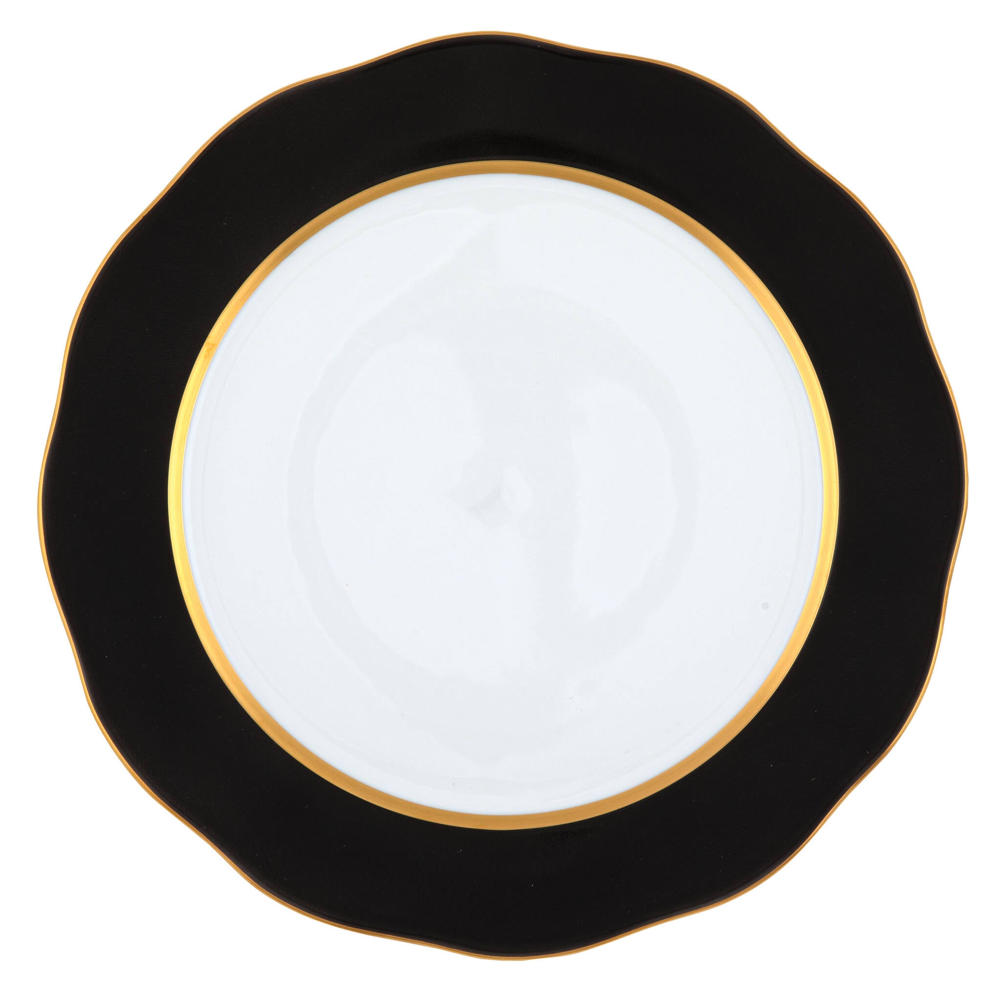Hand-painted Herend Silk Ribbon - Black Charger Charger & Service Plate in fine porcelain, 12in D, on a white background