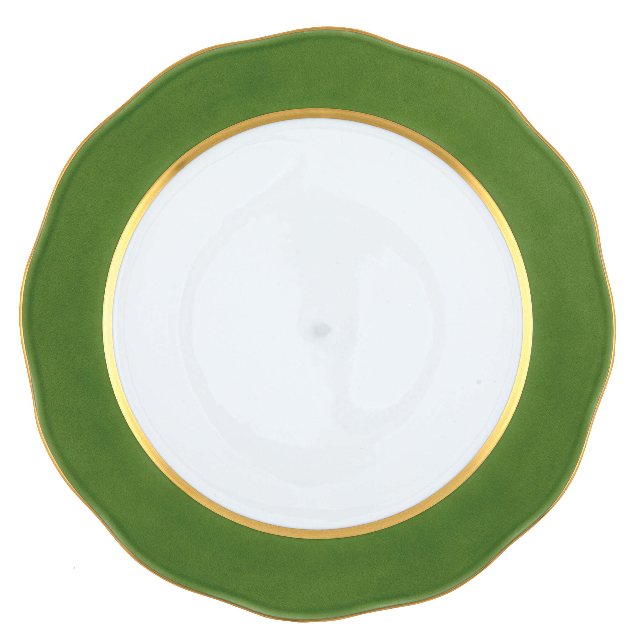 Hand-painted Herend Silk Ribbon - Fern Charger Charger & Service Plate in fine porcelain, 12in D, on a white background