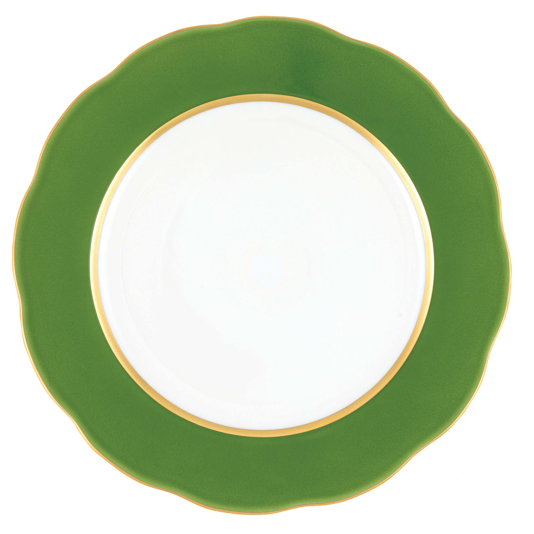 Hand-painted Herend Silk Ribbon - Fern Service Plate in fine porcelain, 11in D, on a white background