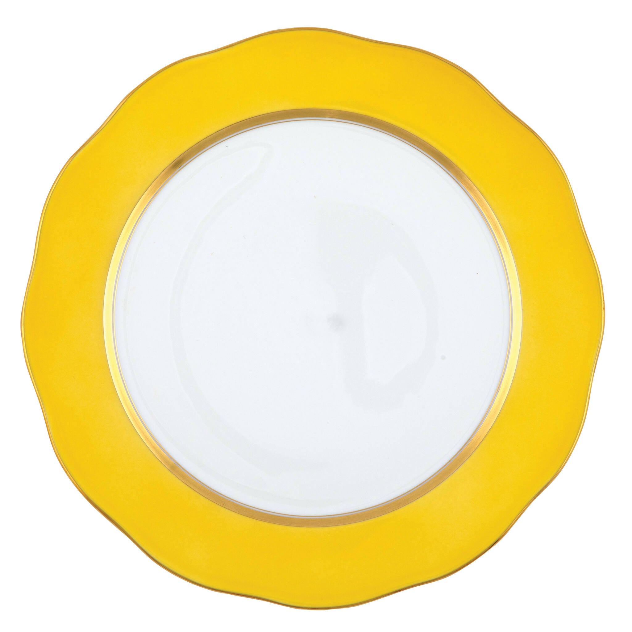 Hand-painted Herend Silk Ribbon - Lemon Charger Charger & Service Plate in fine porcelain, 12in D, on a white background