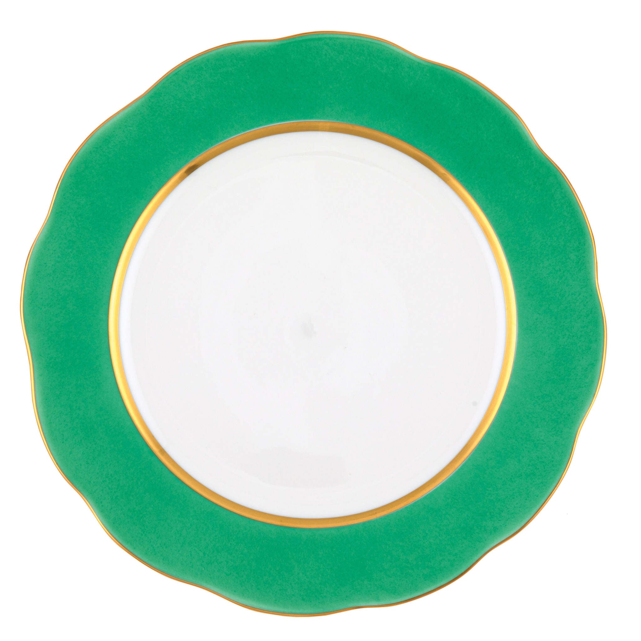 Hand-painted Herend Silk Ribbon - Mint Service Plate in fine porcelain, 11in D, on a white background