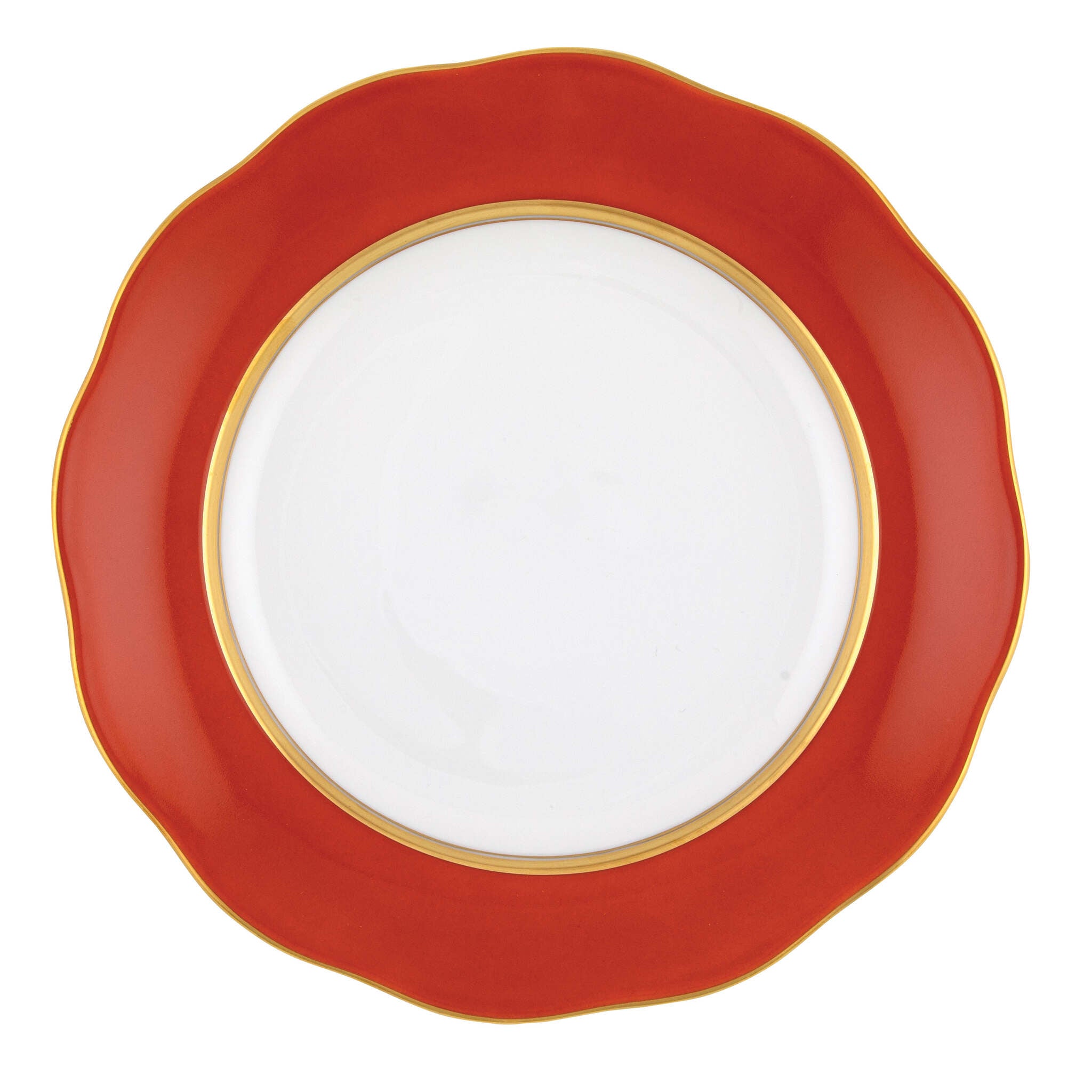 Hand-painted Herend Silk Ribbon - Pumpkin Dessert Plate in fine porcelain, 8.25in D, on a white background