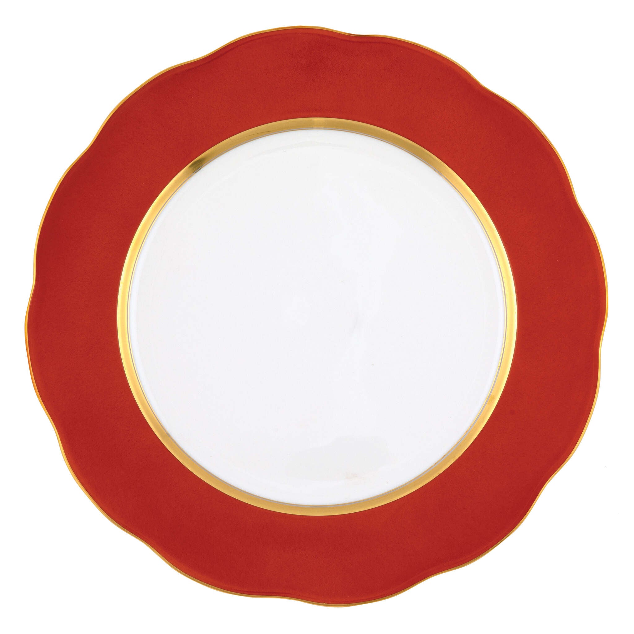 Hand-painted Herend Silk Ribbon - Pumpkin Service Plate in fine porcelain, 11in D, on a white background