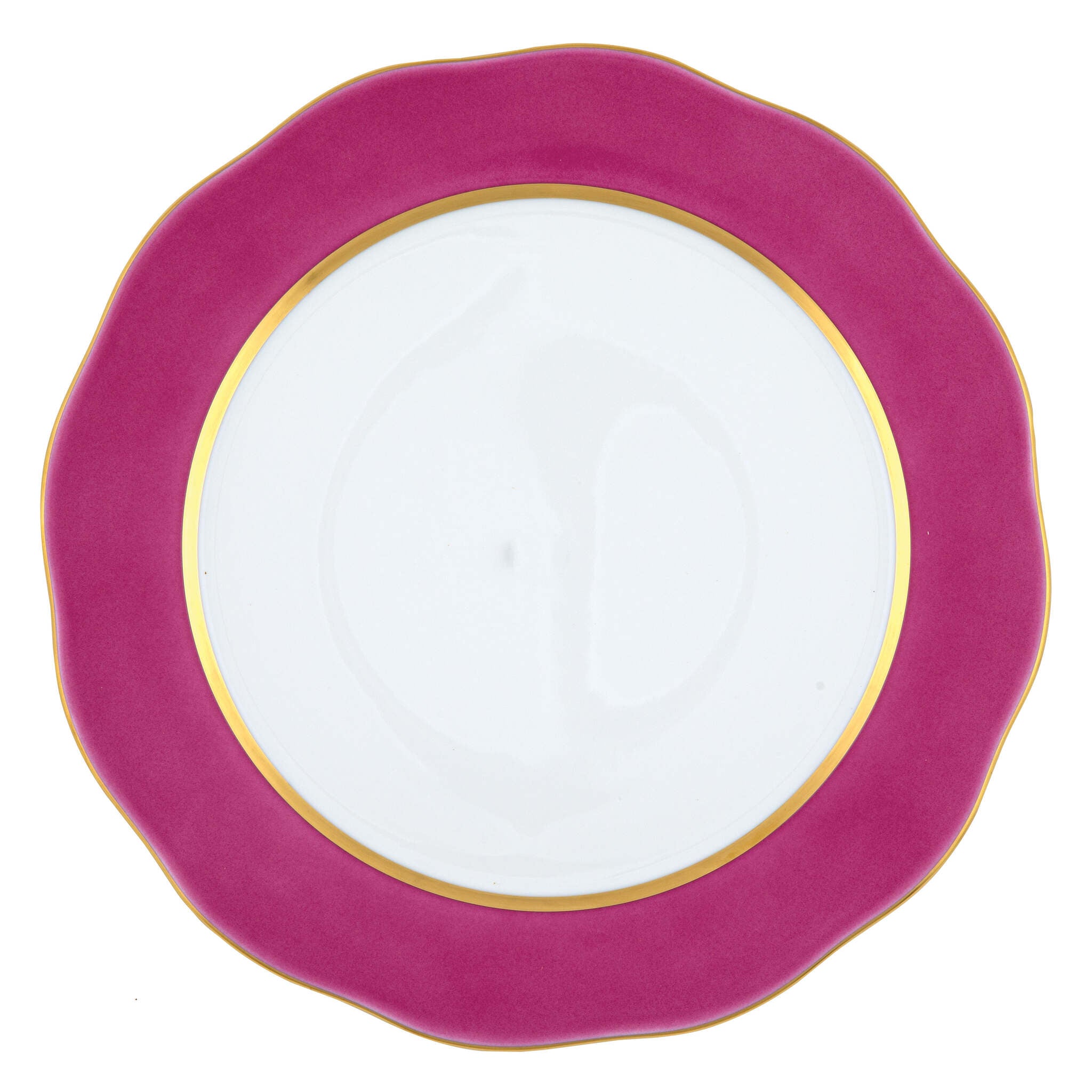 Hand-painted Herend Silk Ribbon - Raspberry Charger Charger & Service Plate in fine porcelain, 12in D, on a white background