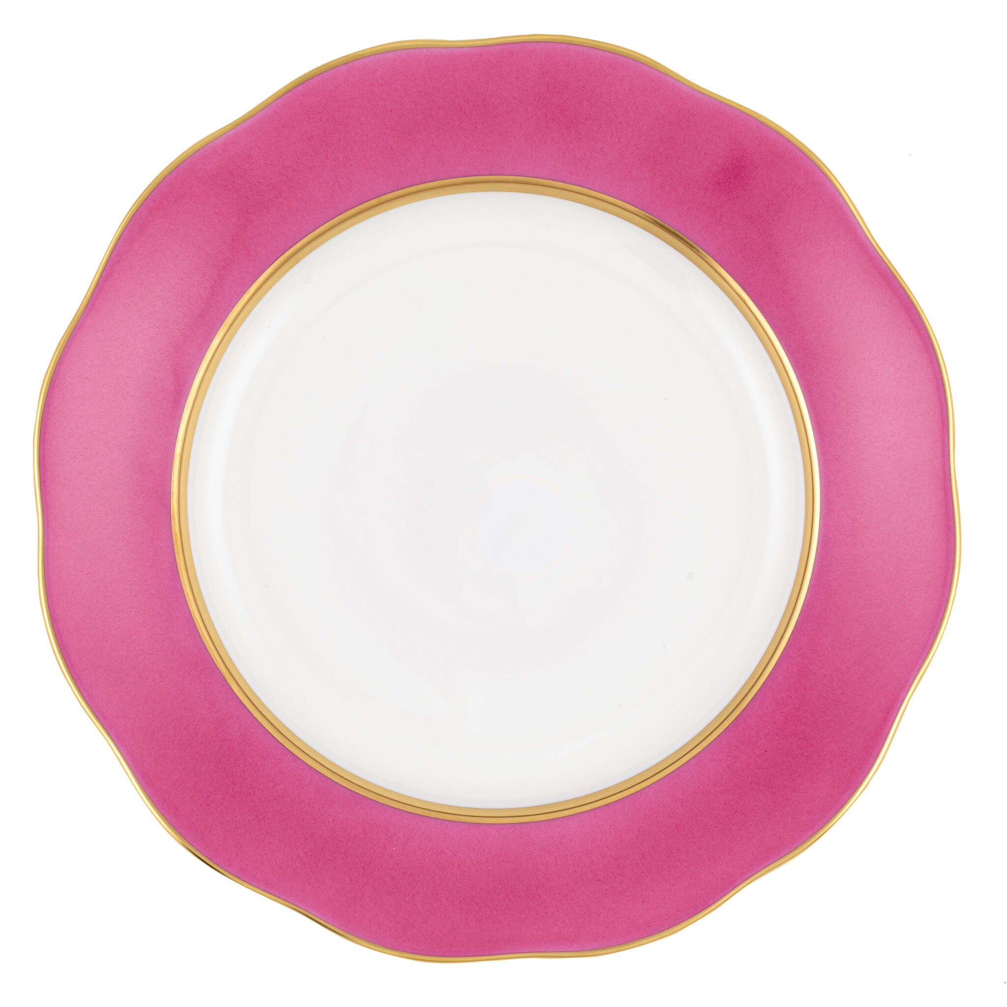 Hand-painted Herend Silk Ribbon - Raspberry Dessert Plate in fine porcelain, 8.25in D, on a white background