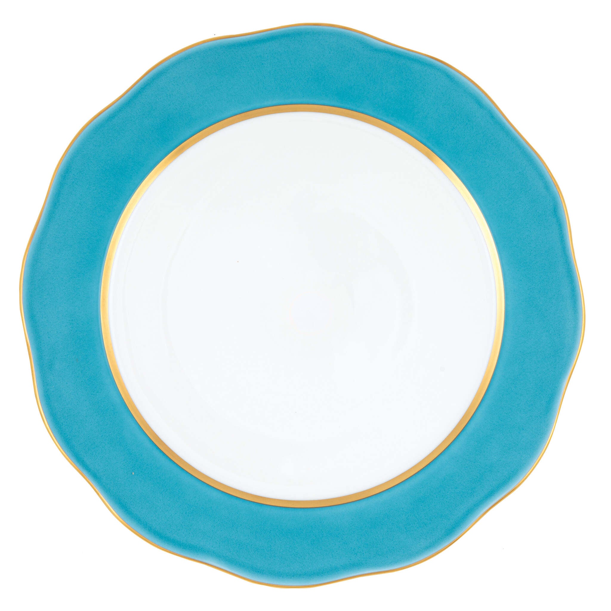 Hand-painted Herend Silk Ribbon - Turquoise Charger Charger & Service Plate in fine porcelain, 12in D, on a white background