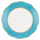 Hand-painted Herend Silk Ribbon - Turquoise Dessert Plate in fine porcelain, 8.25in D, on a white background