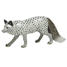 Hand-painted Herend Silver Fox Figurine in fine porcelain, 9.25in L X 3.75in H, on a white background