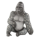 Hand-painted Herend Silverback Gorilla Figurine in fine porcelain, 3in L X 4.75in W X 5.75in H, on a white background