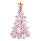 Hand-painted Herend Simple Christmas Tree Figurine in Raspberry fishnet porcelain on a white background