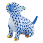 Hand-painted Herend Singing Westie Figurine in Sapphire fishnet porcelain on a white background