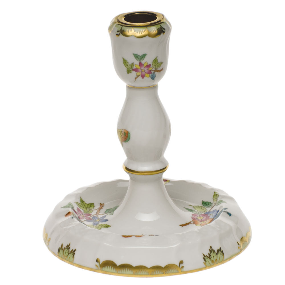 Hand-painted Herend Single Candlestick Candlestick Holder in fine porcelain, 6in H, on a white background