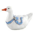 Herend Sitting Duck Figurine porcelain figurine painted in the Blue fishnet pattern