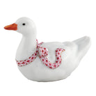 Herend Sitting Duck Figurine porcelain figurine painted in the Raspberry fishnet pattern
