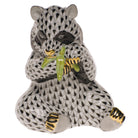 Hand-painted Herend Sitting Panda Figurine in fine porcelain, 3.5in L X 5in H, on a white background