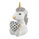 Herend Sitting Unicorn Figurine porcelain figurine painted in the Black fishnet pattern