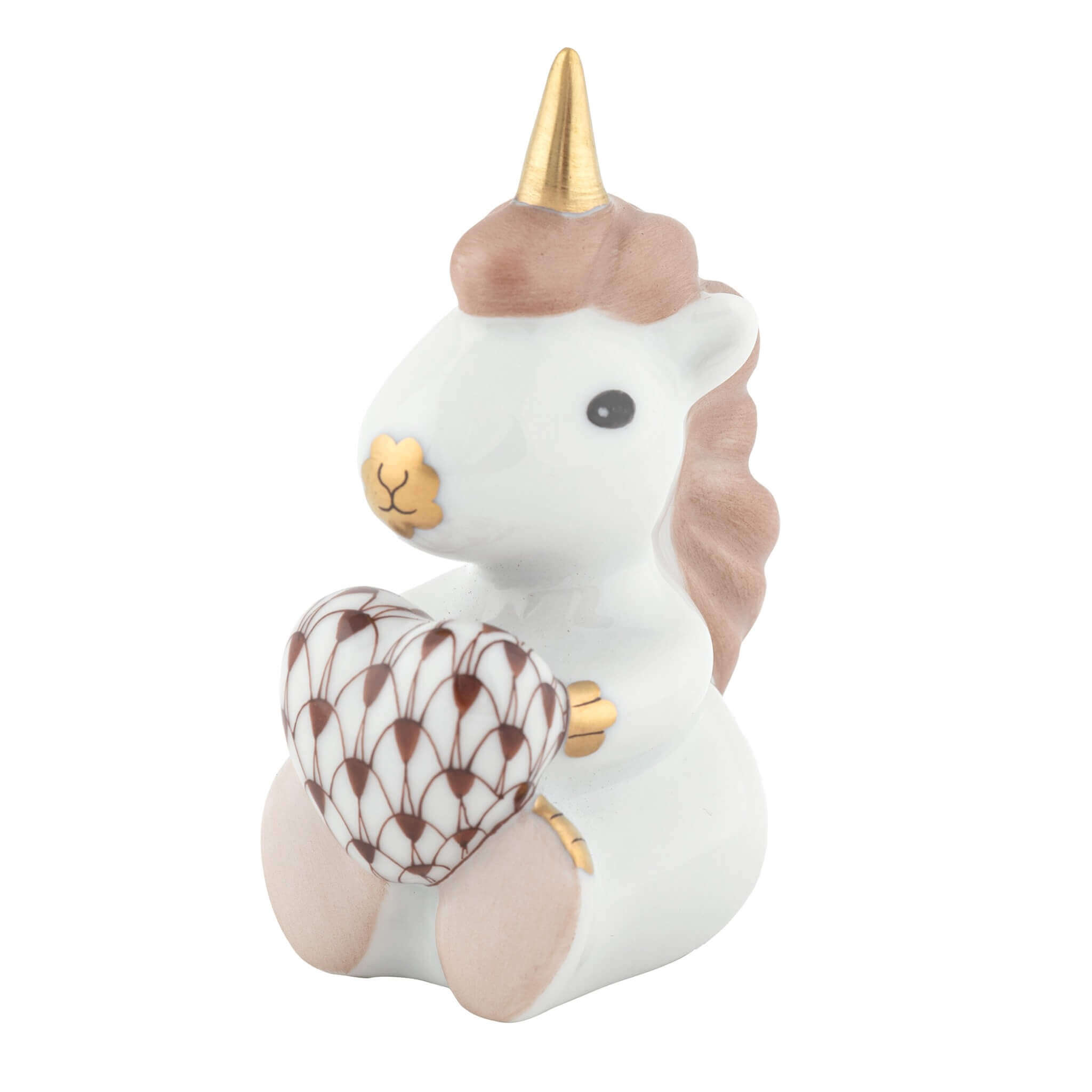 Herend Sitting Unicorn in Chocolate - Hand-painted Hungarian porcelain by Herend. Paris Tableware.