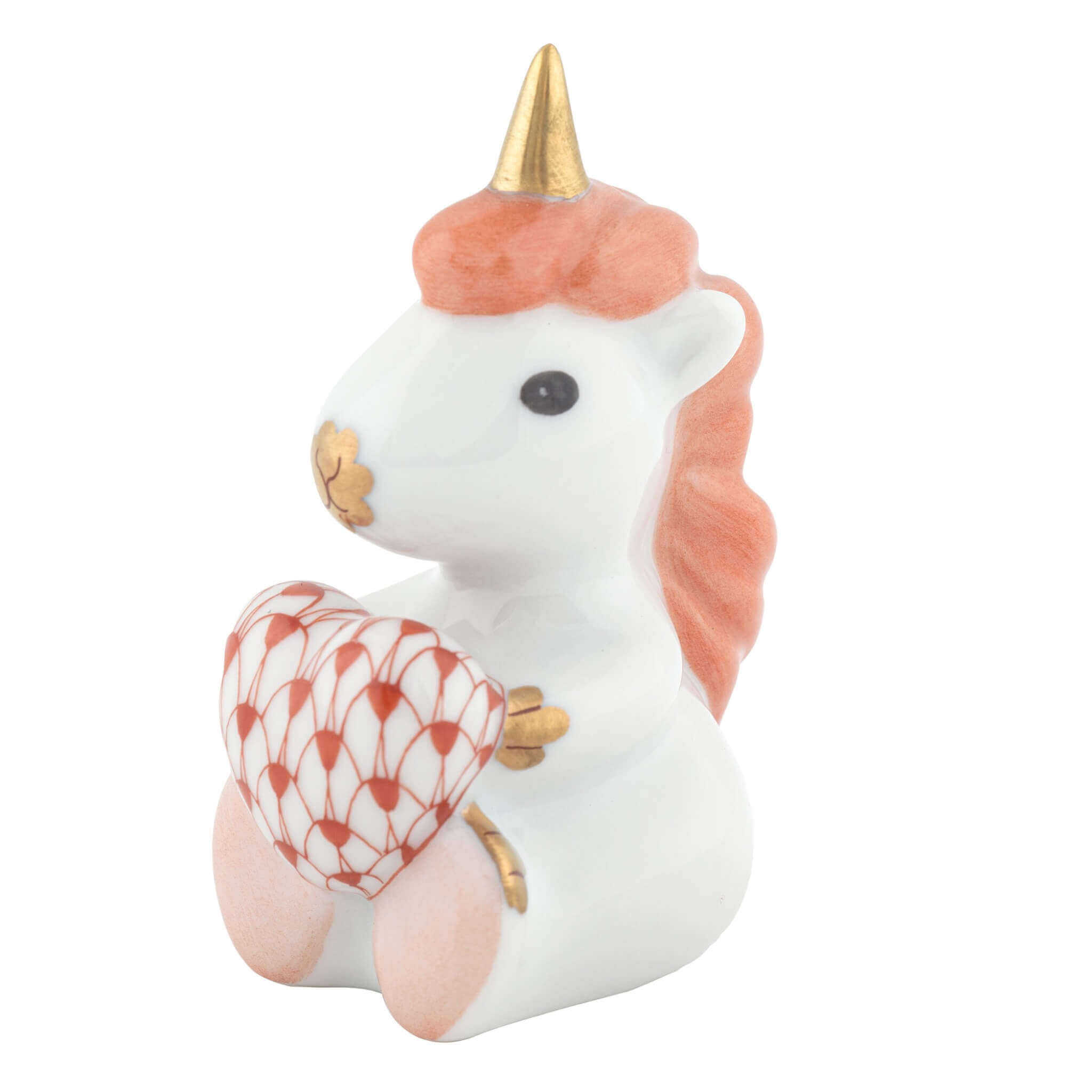 Herend Sitting Unicorn in Rust - Hand-painted Hungarian porcelain by Herend. Paris Tableware.