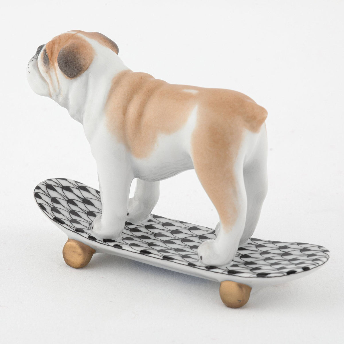 Herend Skateboarding Bulldog Figurine – Black, alternate view