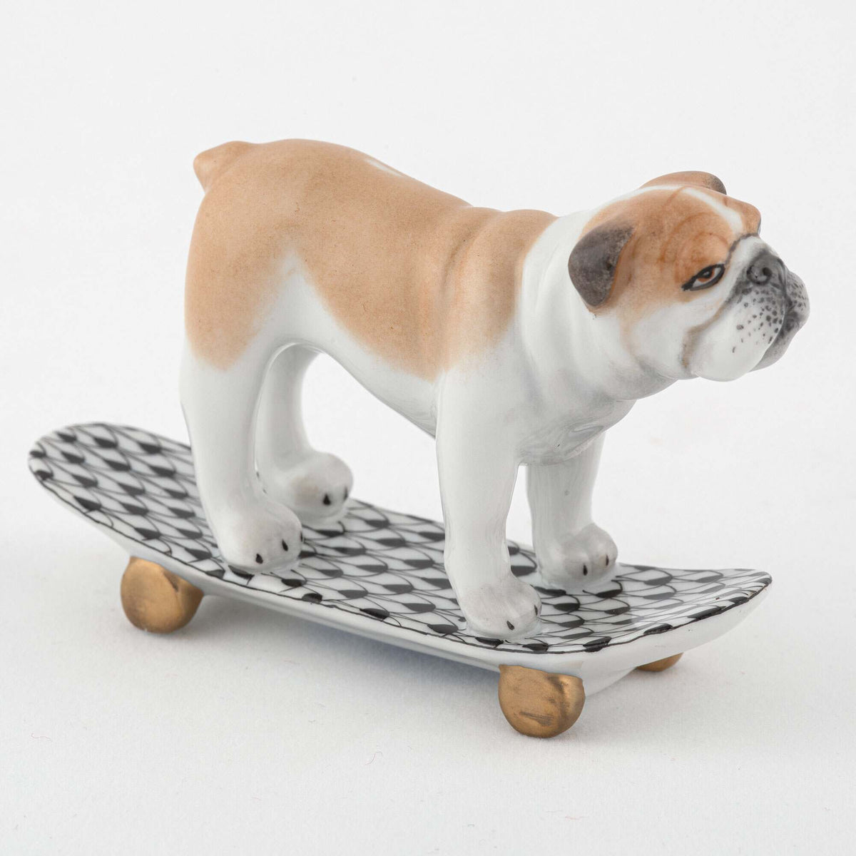 Herend Skateboarding Bulldog Figurine – Black, alternate view