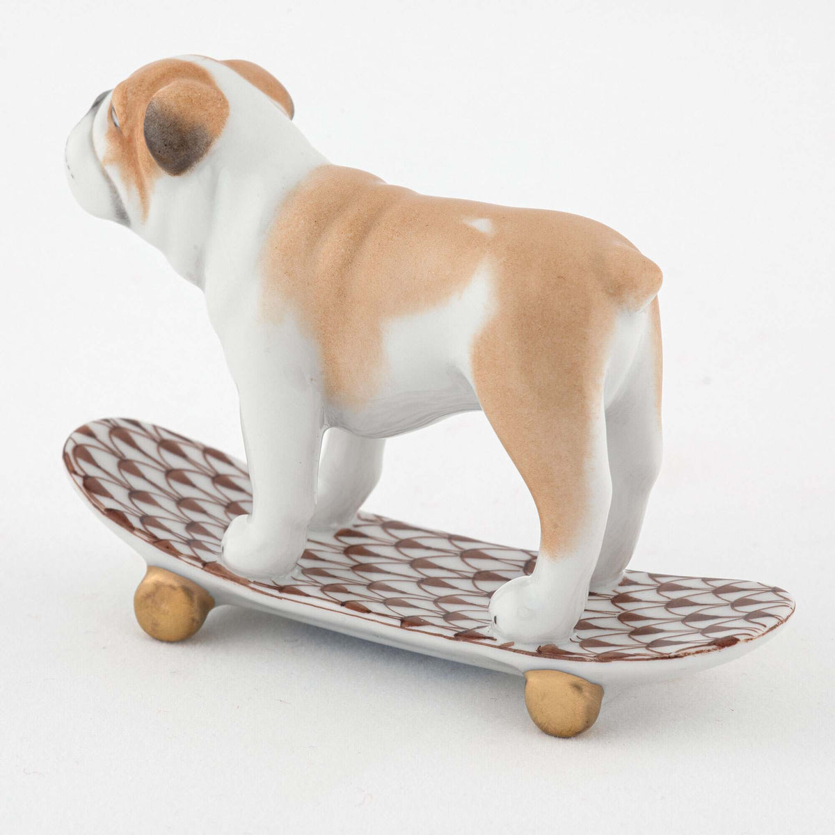 Herend Skateboarding Bulldog Figurine – Chocolate, alternate view
