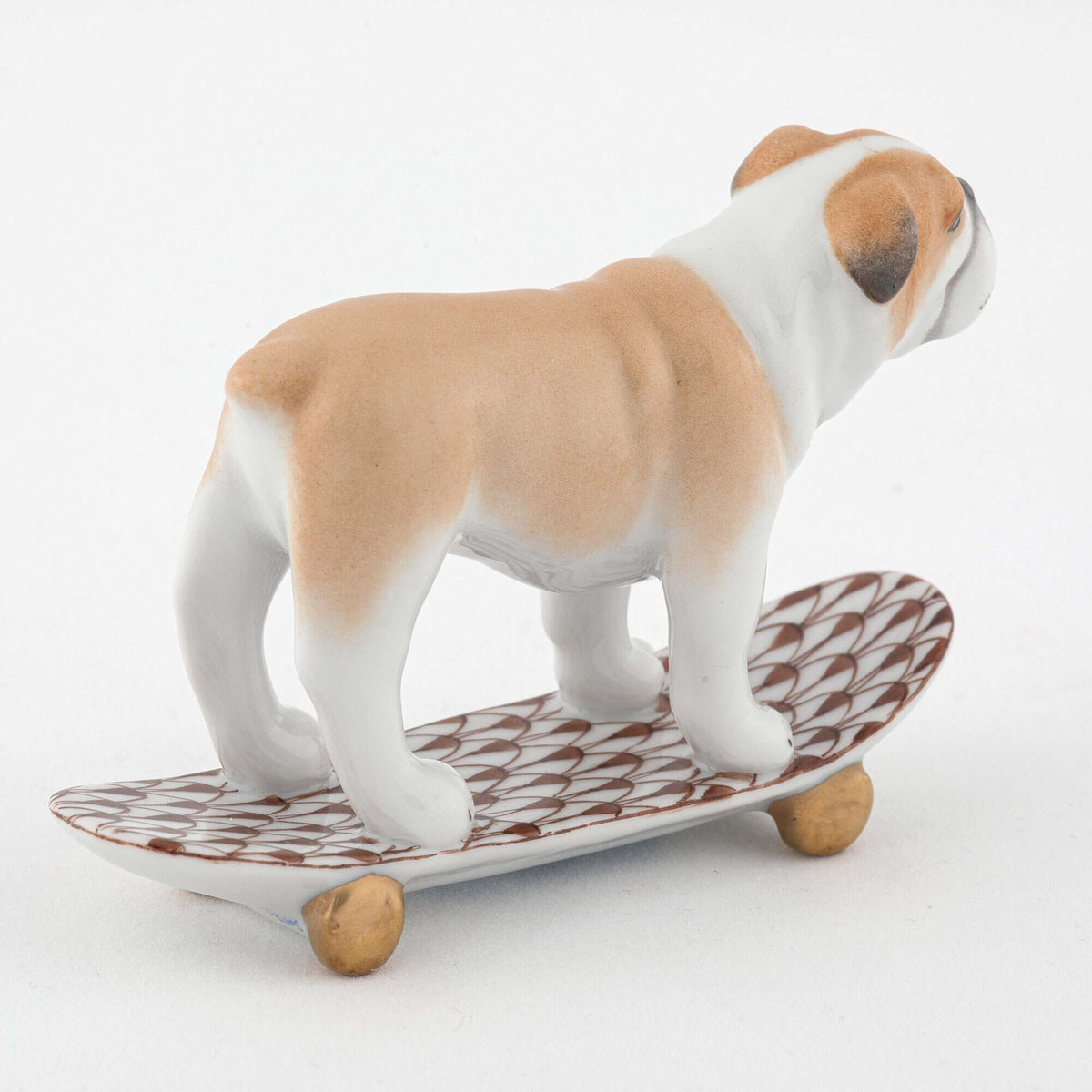 Herend Skateboarding Bulldog Figurine – Chocolate, alternate view