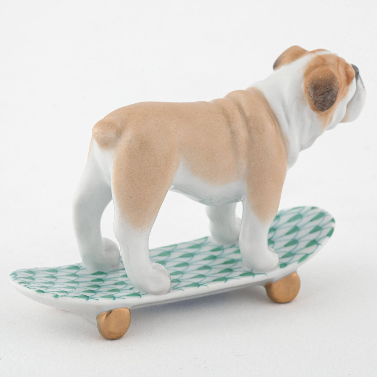 Herend Skateboarding Bulldog Figurine – Green, alternate view