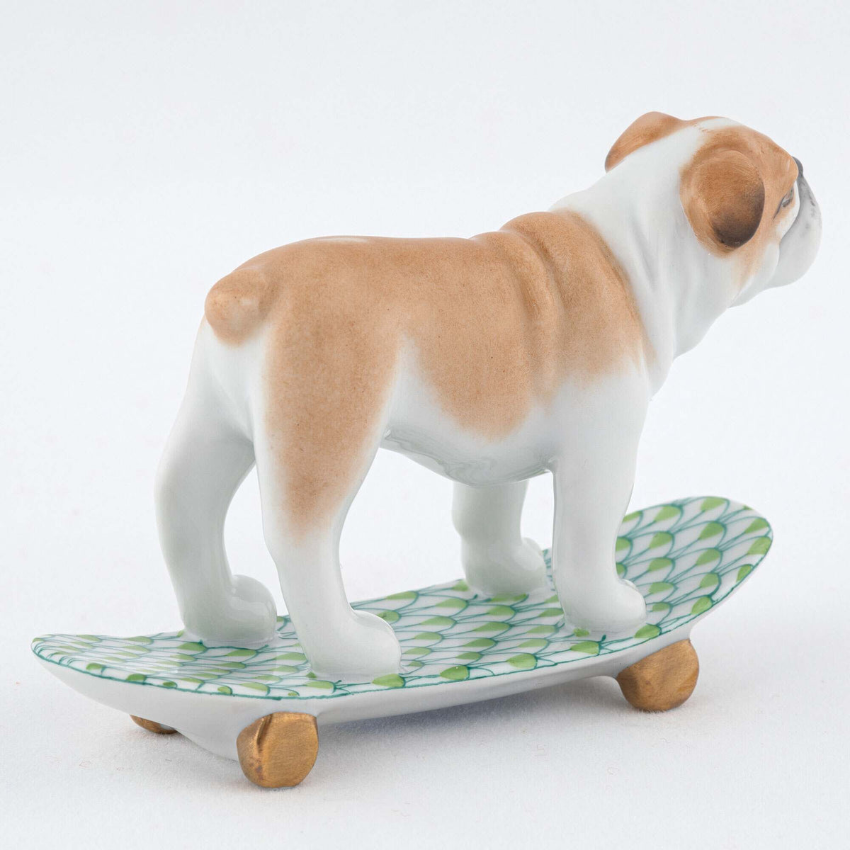 Herend Skateboarding Bulldog Figurine – Key Lime, alternate view