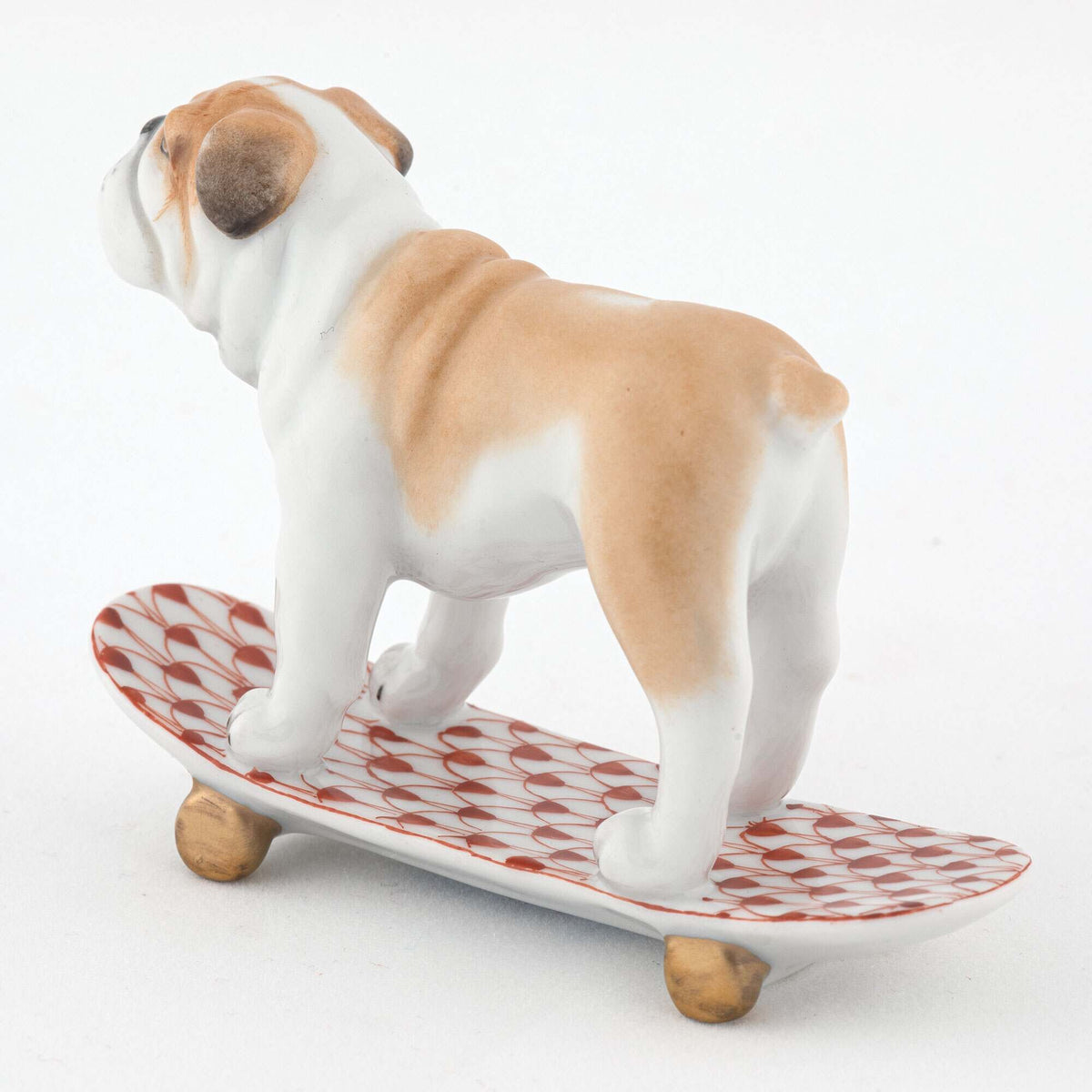 Herend Skateboarding Bulldog Figurine – Rust, alternate view