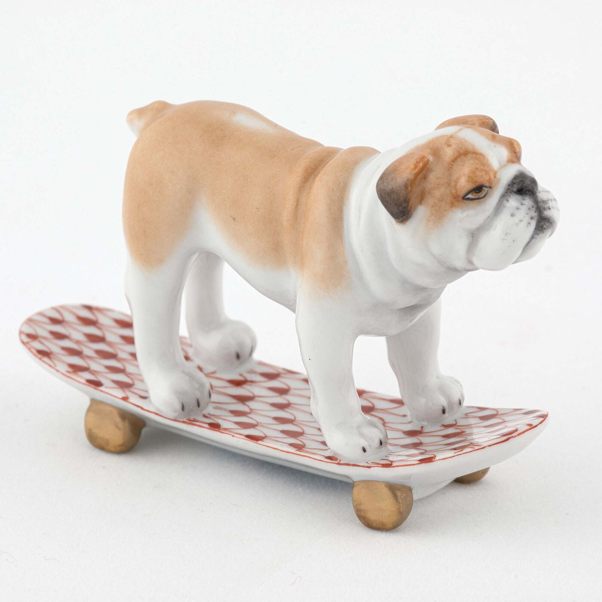 Herend Skateboarding Bulldog Figurine – Rust, alternate view