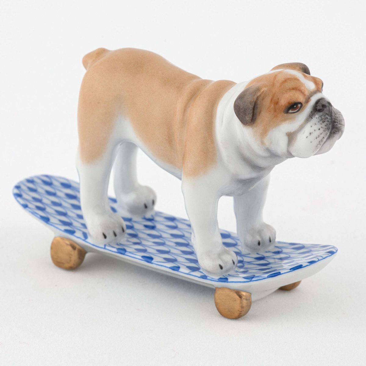 Herend Skateboarding Bulldog Figurine – Sapphire, alternate view