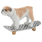 Black fishnet Skateboarding Bulldog Figurine figurine, hand-painted Herend porcelain with 24k gold accents